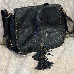Black Leather Studded Shoulder Bag
